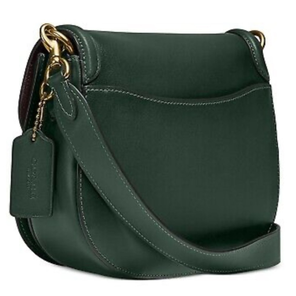 Coach B4 Amazon Green Beat Glovetanned Leather Saddle Bag NWT Crossbody Shoulder - Picture 3 of 7